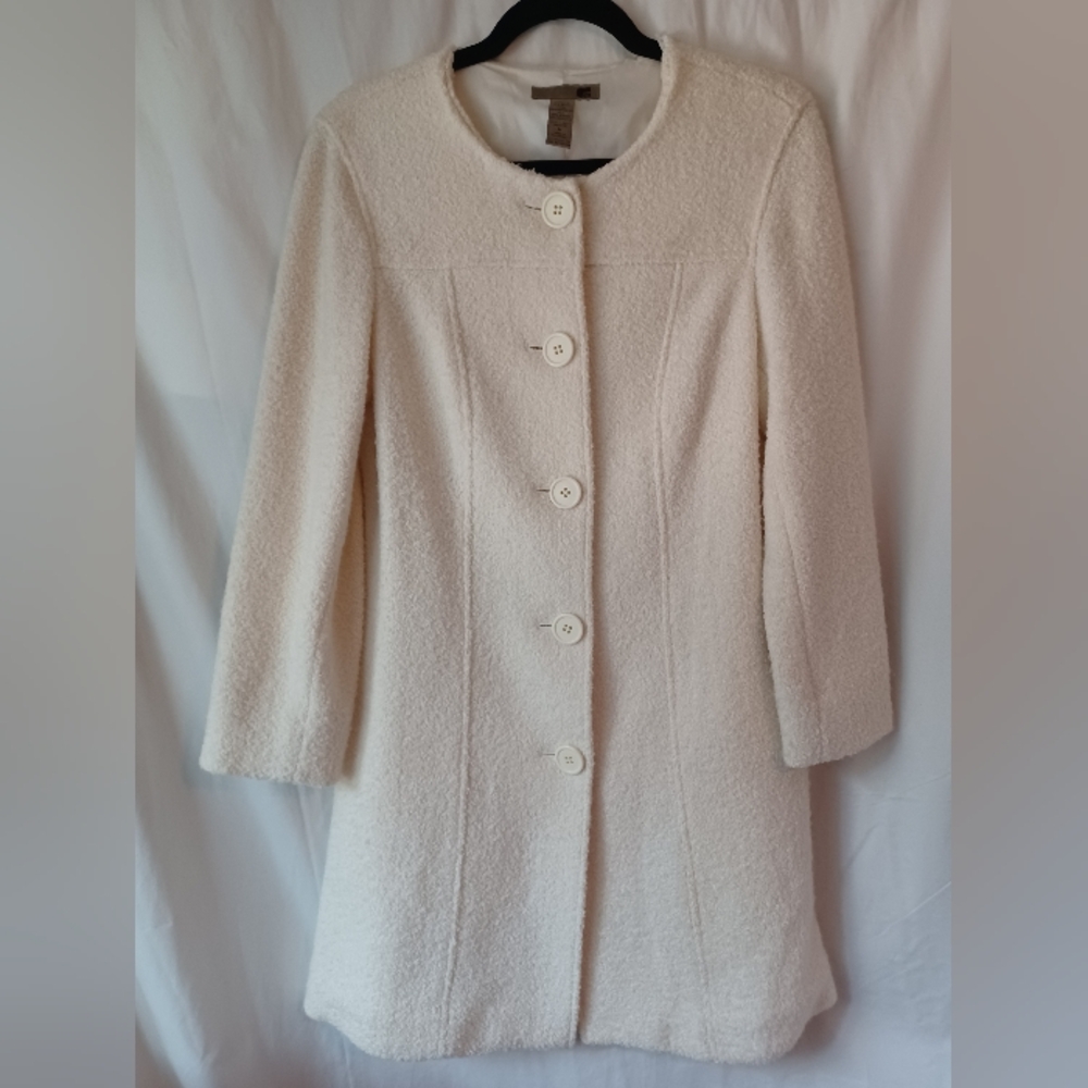 Cream Vintage Style Button-Down Coat
